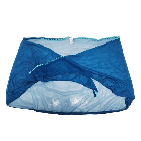 Blue 2-Piece Girls Bikini Set With Triangle Trim & Sheer Cover-Up Size 11-12Y - Picture 7 of 8